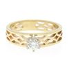 Image 3 : Estate 14k Solid Yellow Gold Solitaire Diamond Ring with Pierced Open Work Look