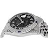 Image 4 : Rolex Mens Stainless Steel Black Roman Diamond & Sapphire Datejust Wristwatch Wi