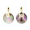 Image 1 : 0.03 ctw Black Mother of Pearl and Diamond Circle Dangle Earrings - 14KT Yellow