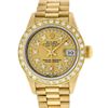 Image 2 : Rolex Ladies 18K Yellow Champagne String Diamond President Wristwatch With Rolex