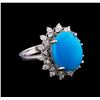 Image 1 : 5.16 ctw Turquoise and Diamond Ring - 14KT White Gold