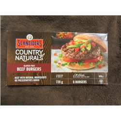 SCHNEIDERS COUNTRY NATURALS GLUTEN FREE BEEF BURGERS (720 G) (6 BURGERS) - PER PACKAGE