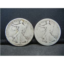 1917D+S Walking Liberty Half Dollars