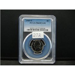 1969 S Jefferson Nickel PCGS PR69 CAMEO