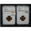 Image 1 : (2) 1948 Lincoln Cents NGC MS66 RED NGC Price Guide For Pair $270