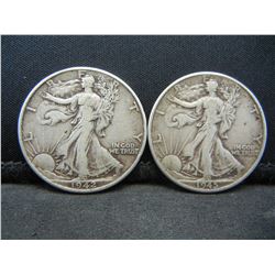 1942+45 Walking Liberty Half Dollars Strong Details