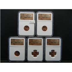 (5) 2009 Lincoln Cents NGC MS66 Red Formative Years First Day Ceremony