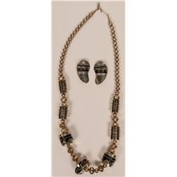 Silver Barrel Necklace Set  (117006)