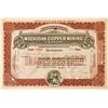 Image 1 : Michigan Copper Mining Company Stock Certificate  (116122)