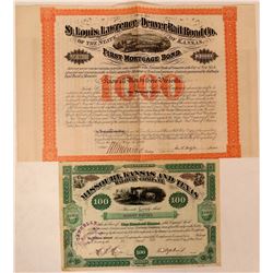 Kansas RR stock/bond  (114889)