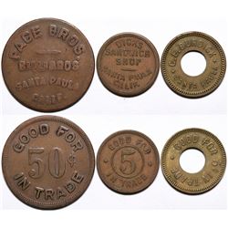 Three Santa Paula Tokens  (115573)