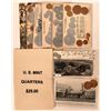 Image 1 : Coin Postcards from Different Countries Shows Metal Coinage (26) Plus U.S. Mint 25c Bag  (111564)