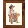 Image 1 : Cowboy Eating On Railroad Tie / Coors Beer Advertising Framed Print  (109620)
