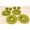 Image 1 : Set of four: Indiana Glass Company Kings Crown Thumbprint pattern, glass plates and cups - dark gree