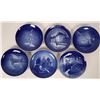 Image 1 : Set of six Blue Denmark Copenhagen Porcelain Plates Kongelig Hofleverandor Bing & Grondahl  (116240)
