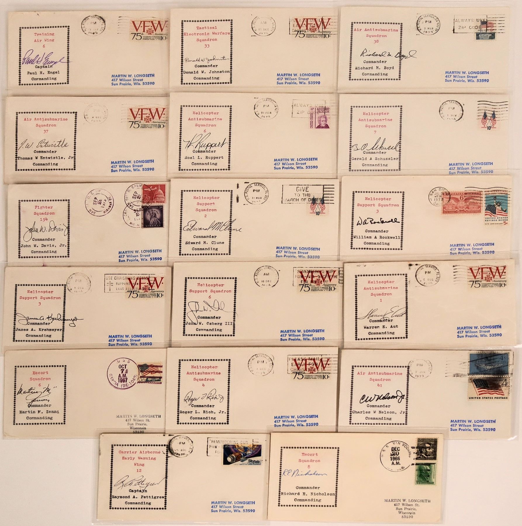 Military Mail -United States, Signed 1973-1974 Postmarked Envelopes ...