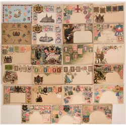Early Post Cards - Sharing Stamps of various countries 1890s-1910's  (115689)