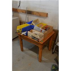 Small Table w/ Contents & Organizer ? Pegboard Hooks, etc.