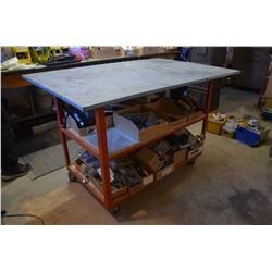 Home Made Metal Table On Wheels (36"X54") NO CONTENTS