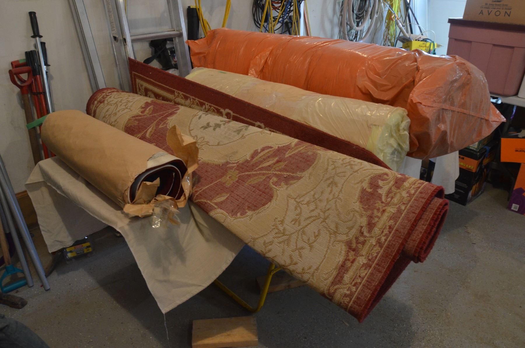 Cushion Foam, Fiberglass Insulation, Area Rug (5ftX7ft)