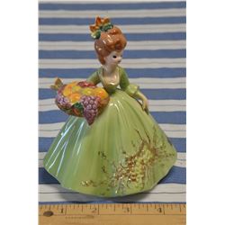 Vintage Josef Original 6" Fruit Basket Figurine