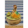 Image 3 : Vintage Josef Original 5" Little Green Apples Music Box Figurine