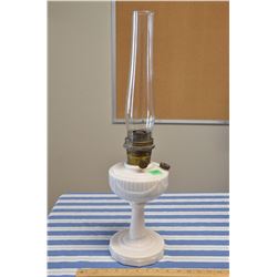 Vintage Milk Glass Aladdan Lamp w/ Chimney 25" High