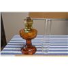 Image 1 : Vintage Amber Glass Aladdan Lamp w/ Chimney 25" High