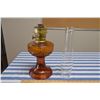Image 2 : Vintage Amber Glass Aladdan Lamp w/ Chimney 25" High