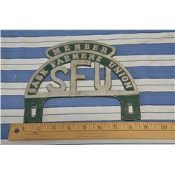 Sask Farmers Union License Plate Topper