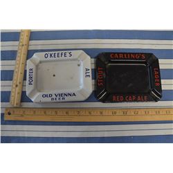 Porcelain Old Vienna Beer Ash Tray & Enamel Red Cap Ale ash tray