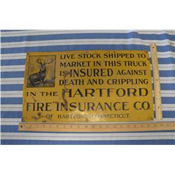 Hartford Connecticut Fire Insurance Tin Sign