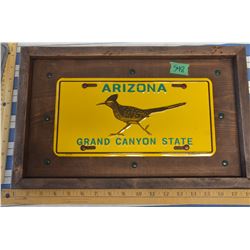 Arizona Grand Canyon State License Plate in Wooded Frame