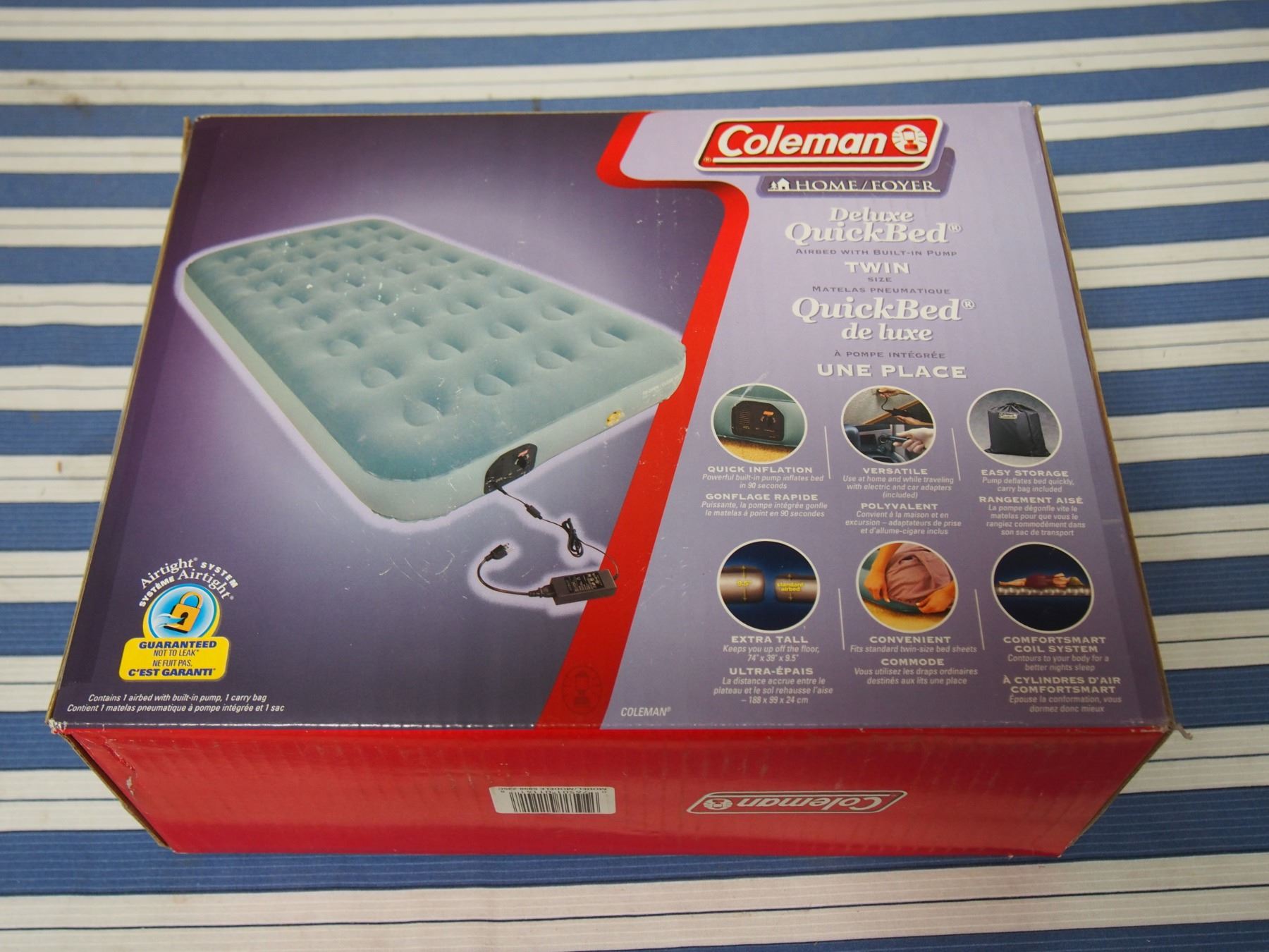 Deluxe Quick Bed NIB Air Bed w/Built in Pump Twin Size