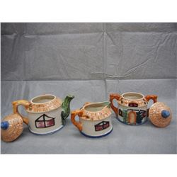 Occupied Japan Cream /Sugar Teapot ( Lids Have been Cracked PLEASE LOOK AT PICTURES)
