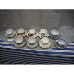 Cups & Saucers (8) Matching 1 not matching ( Bone China & Occupied Japan)