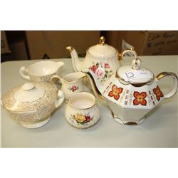 Gibson England and Sadler England: 2 Tea Pots, Cream and Sugar Dishes