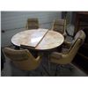 Image 1 : Vintage Table with 1 Leaf and 4 Swivel Chairs on Casters