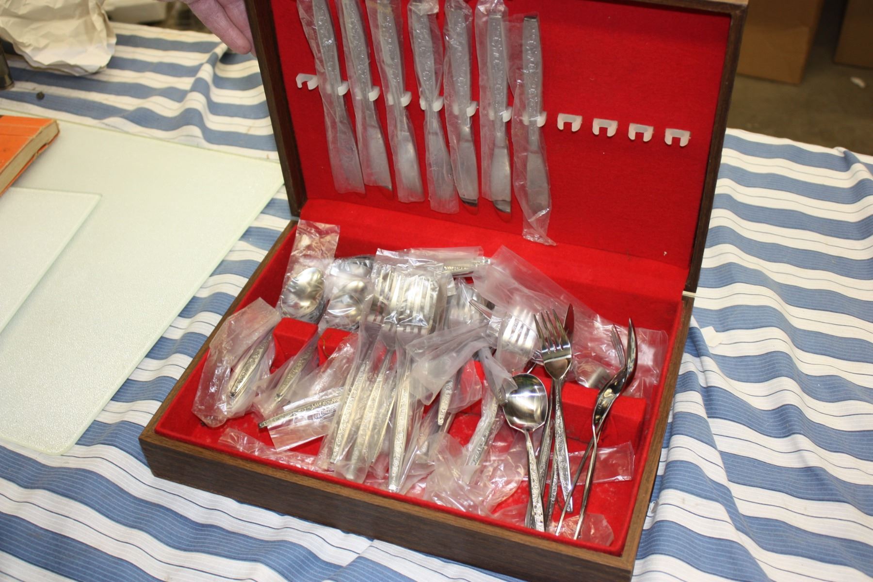 12 Set of Silverware in Plastic and Holder