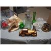 Image 1 : Wooden Car, 2 Seashells, Mixed Lot of Glassware