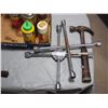 Image 2 : 2 Tire Irons, Hammer, and Assorted Sprays, Lubricants, Oils