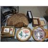 Image 2 : Piece of Driftwood, Assorted Picture Frames, Clock, and more