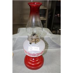 Oil Lamp with Shade 18" Red
