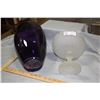 Image 2 : Large Purple Flower Vase 12" with Frosted Glass Fruit Bowl Pedestal 7.5"