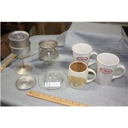 Tim Horton Mugs and Pyrex Coffee Strainers