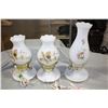 Image 1 : 3 Milk Glass Electric Lamps 2 11" 1 13.5"