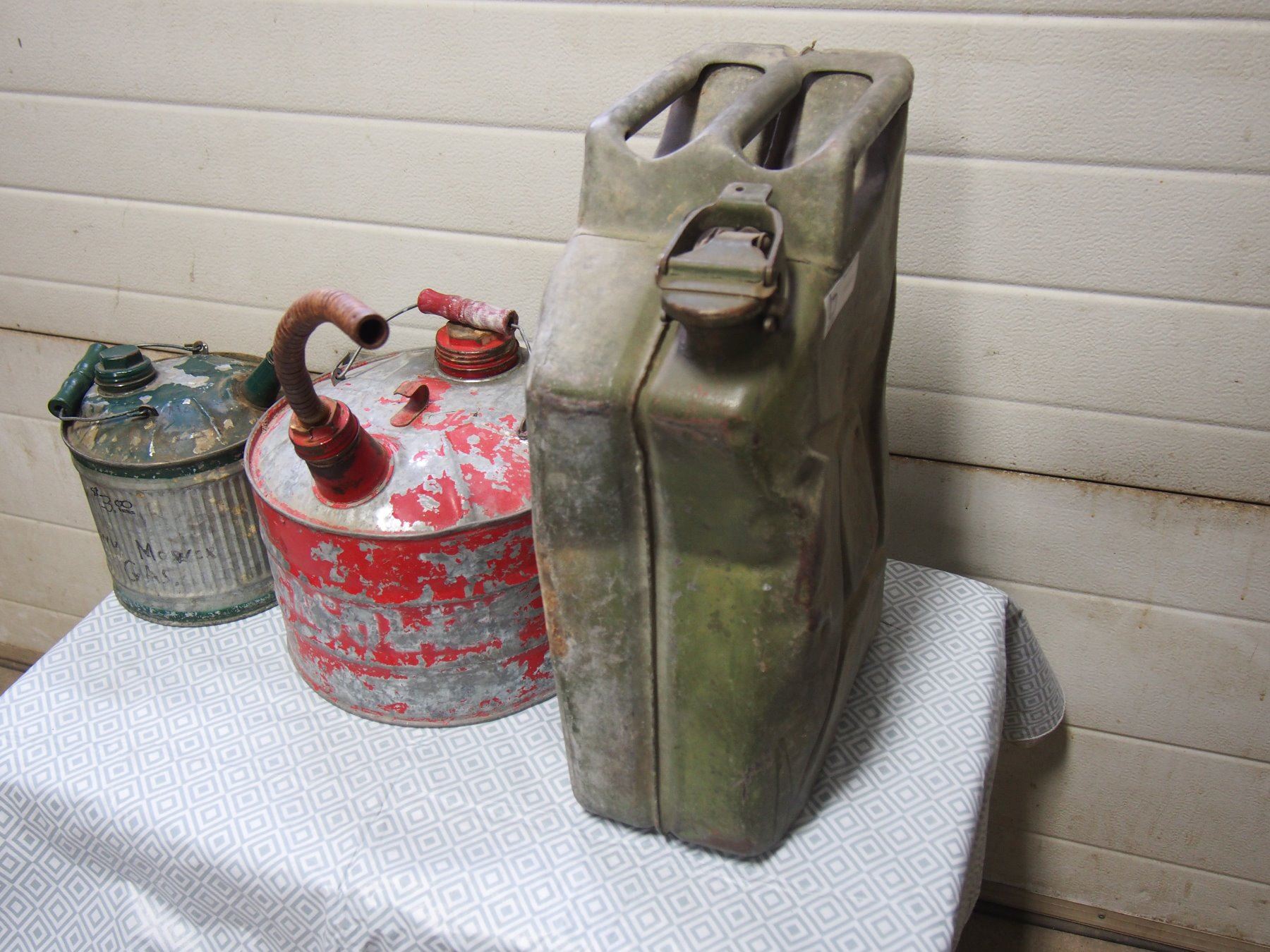 3 Vintage Gas Cans (1 Military)