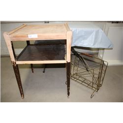 MCM Magazine Rack and 2 Tiered Side Table 20x19" 26" High