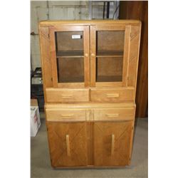 Hoosier Wooden Kitchen Cupboard 33" W by 60" T by 13" D
