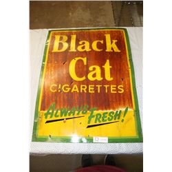 Black Cat Cigarette Metal Sign 27.5" by 20" Nice Patina